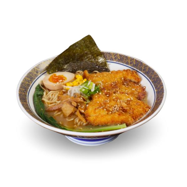 Horu-chicken-spicy-miso-ramen - Brodo di carne e verdure, con salsa miso, salsa piccante, pollo fritto croccante, pak choi, mais, germogli di soia, cipollotto, bambù, uovo marinato, alga nori e cipolla fritta*