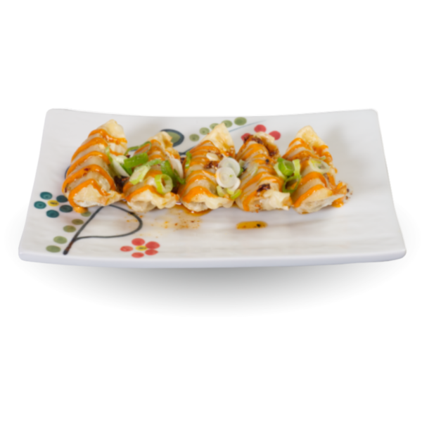 Horu-snacks-gyoza-mala-Ravioli fritti di manzo e verdure, con salsa piccante